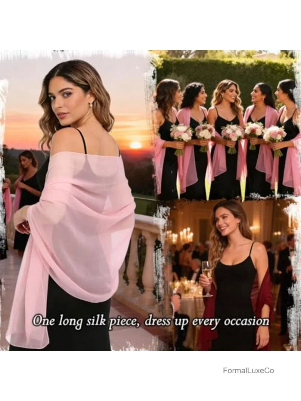 Chiffon Shawl & Wrap for Evening Dresses Women Soft Silky Elegant Wedding